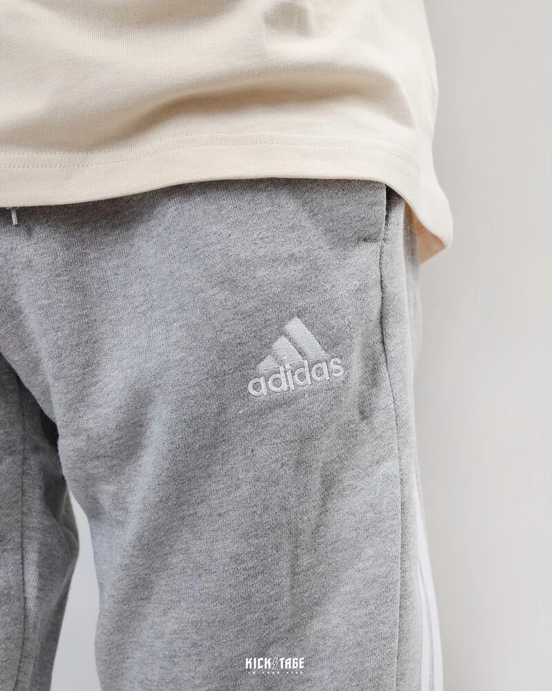 正品ADIDAS阿迪达斯男子经典三道杠酷灰刺绣小LOGO运动长裤IC9407-图2