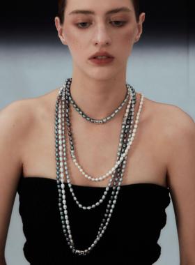 PEARLONA危险花园铃兰白珍珠巴洛克项链黑灰白三色优雅简约百搭女