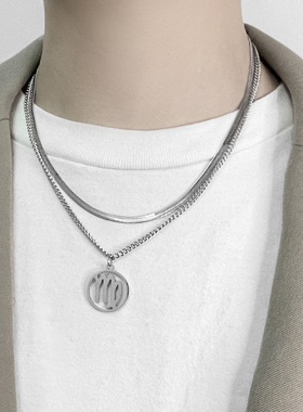 whyblue十二星座钛钢项链