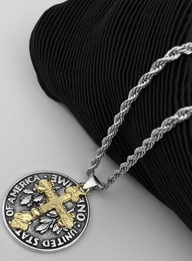 WHYBLUE小众复古十字架项链男