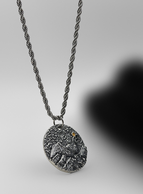 WHYBLUE 小众设计个性星月山河项链男潮痞帅设计感小众高级感潮牌