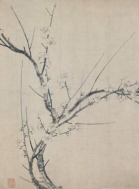 1:1宋杨无咎四梅图水墨梅花国画艺术微喷古代名画复制品装饰画