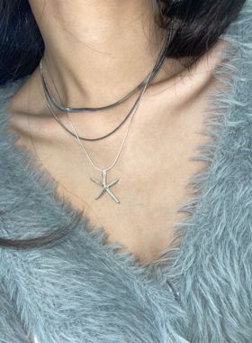 小众设计立体星星叠戴项链