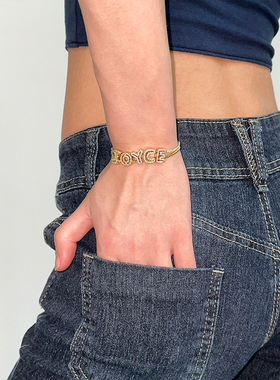 diy字母可调节金色手链