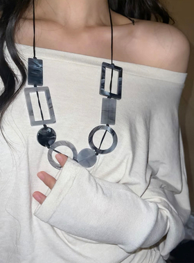 复古文艺树脂抽拉毛衣链