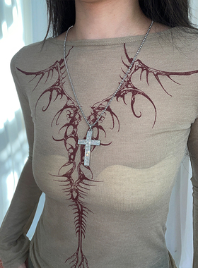 满钻朋克风简约十字架项链