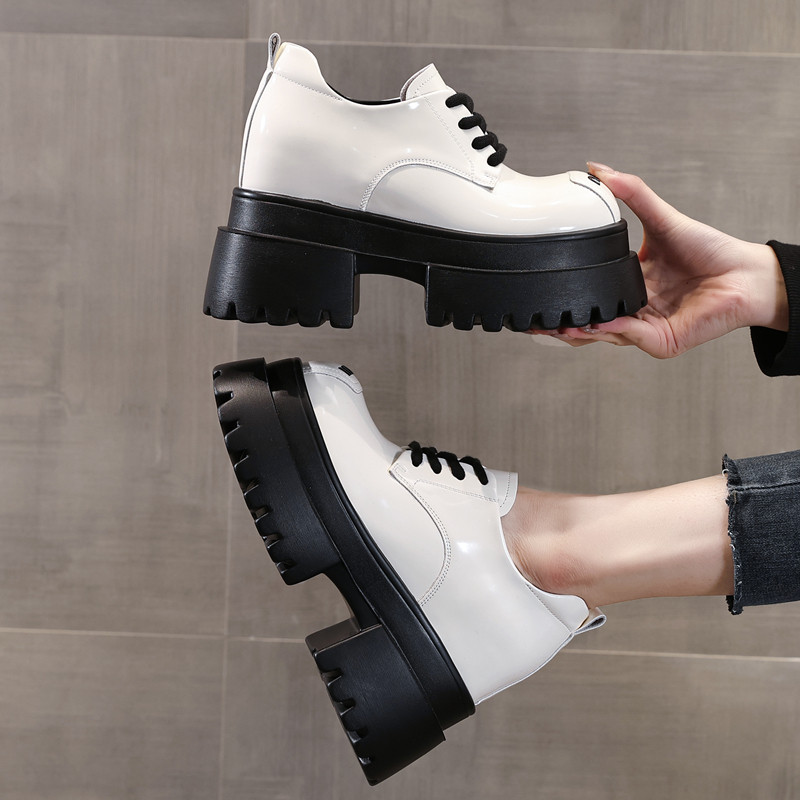 ZFCQ厚底内增高小皮鞋女款真皮2025秋小个子高跟方头白色休闲单鞋,淘宝优惠券,粉丝福利购,淘宝优惠卷