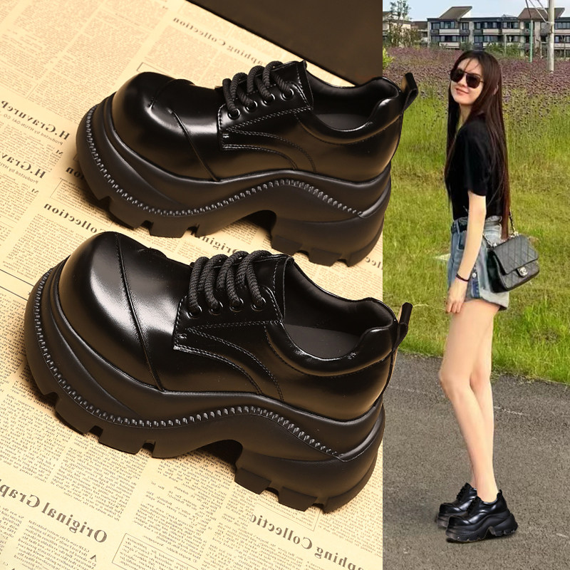 ZFCQ香港厚底内增高加绒丑萌小皮鞋女款2025秋冬保暖超高跟乐福鞋,淘宝优惠券,粉丝福利购,淘宝优惠卷