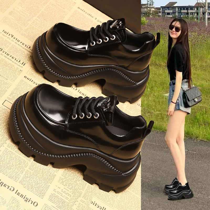 ZFCQ厚底内增高大头丑萌小皮鞋女款真皮2025秋冬潮休闲松糕乐福鞋,淘宝优惠券,粉丝福利购,淘宝优惠卷
