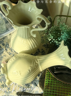 童话时光外贸原单陶瓷花盆花瓶高脚奖杯酒杯器型复古做旧美式乡村