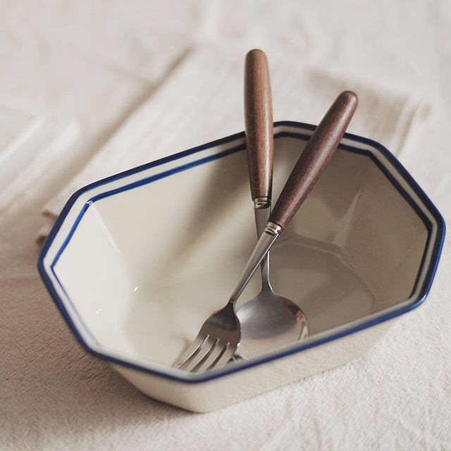 Ceramic underglaze color soup bowl, star anise yogurt, breakfast oatmeal, fruit salad, vegetable fat-reducing meal, deep basin and saucer