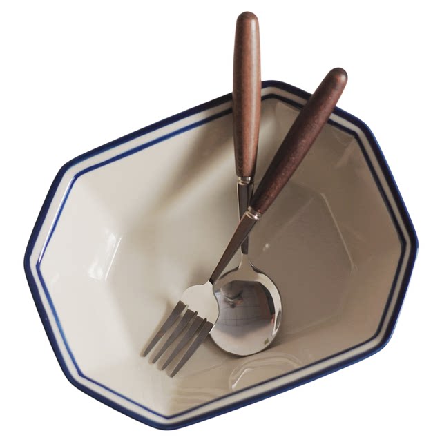 Ceramic underglaze color soup bowl, star anise yogurt, breakfast oatmeal, fruit salad, vegetable fat-reducing meal, deep basin and saucer