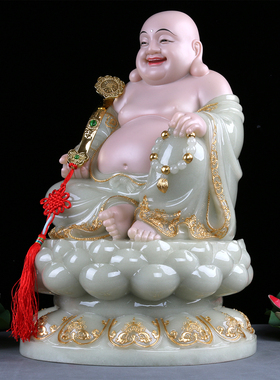 金佛堂玉石招财中式摆件