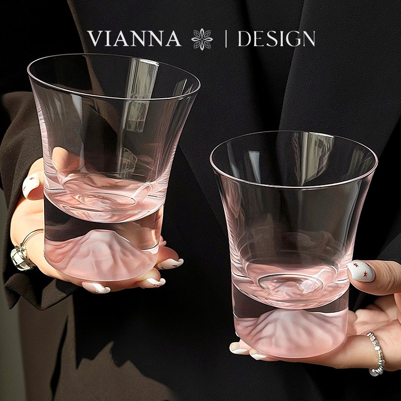 VIANNA丨粉怡·DYHS小众设计感玻璃杯粉色观山杯威士忌杯喝水杯子,淘宝优惠券,粉丝福利购,淘宝优惠卷