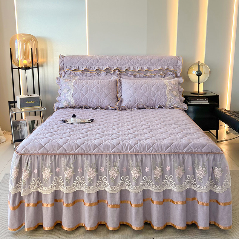 加厚水洗棉夹棉床裙床头罩三件套夹棉床罩床垫保护套四季欧式新款,淘宝优惠券,粉丝福利购,淘宝优惠卷