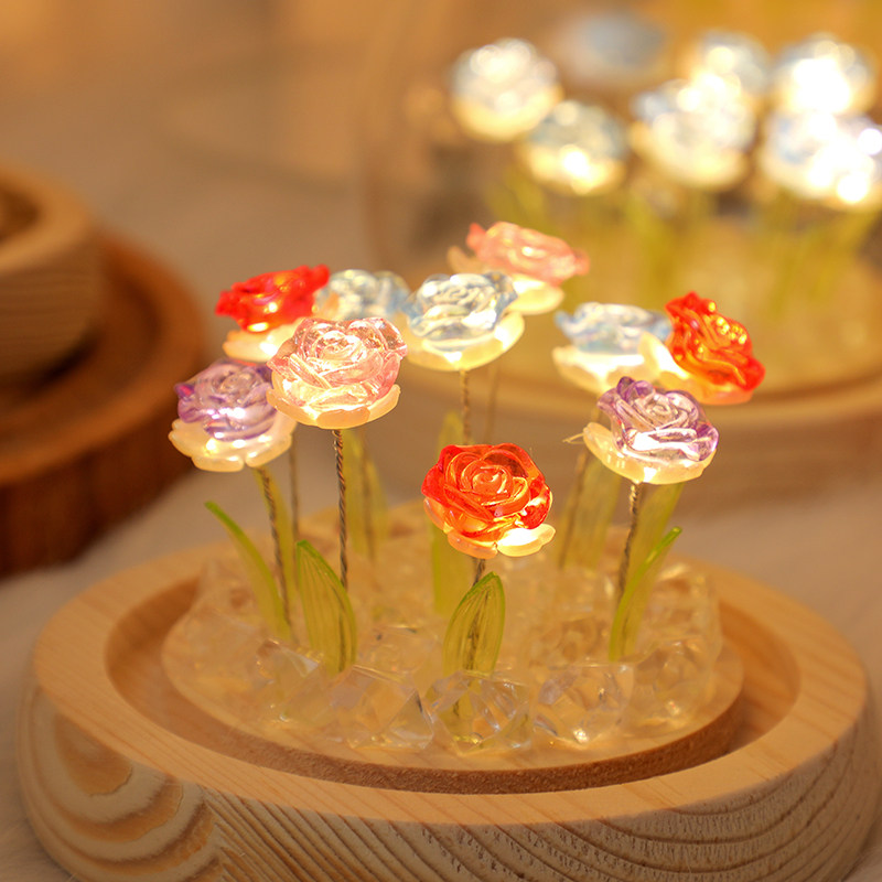 玫瑰花小夜灯摆件手工diy材料包花束生日礼物送女生男女朋友实用,淘宝优惠券,粉丝福利购,淘宝优惠卷