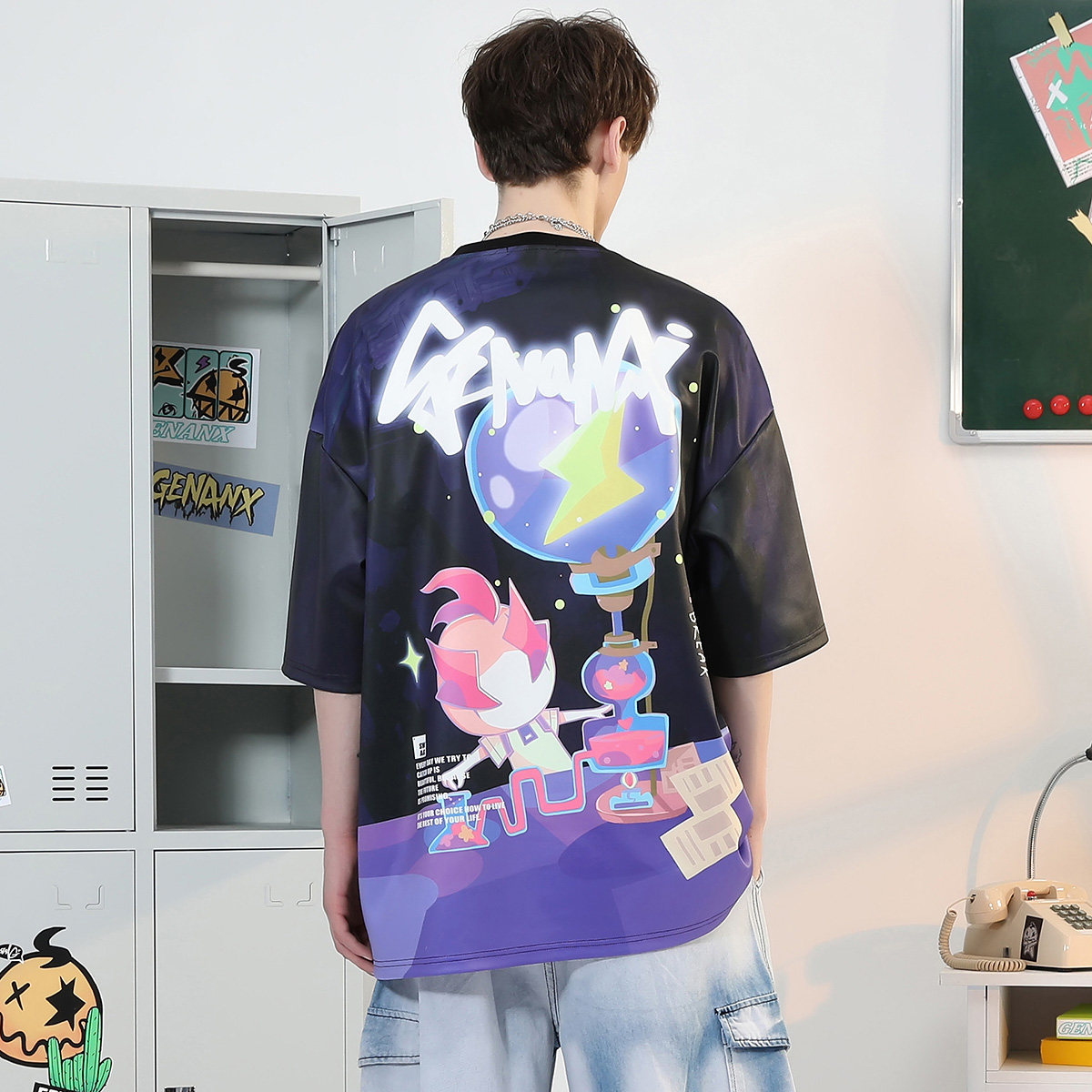 genanx闪电潮牌短袖男生赛博夏t恤 genanxT恤