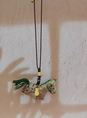 真丝香云纱宋锦小马项链挂件