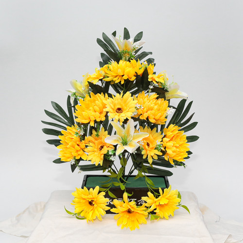 仿真菊花清明节用品新款扫墓花盆景祭祖上坟绢布假花陵园墓碑花束 - 图3