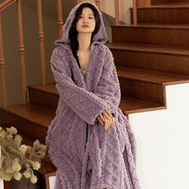 Pregnant Woman Pyjamas Fall Winter Style Postpartum Months postpartum Coral Fleece Thickened Warm Sleeping Robe Lengthening maternity Home Residence Dress