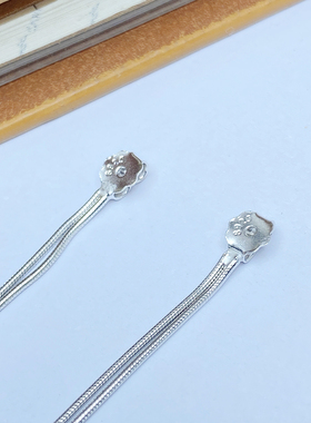 S925银耳环耳钉DIY配件耳塞材料蛇骨链条外贸批发饰品耳饰女