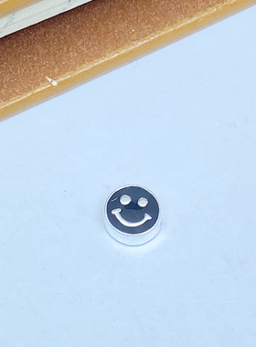 S925银彩色滴胶横穿笑脸编绳串珠手链隔珠diy饰品配件批发手工