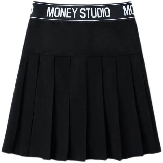 Pleated skirt with pockets, spring and autumn new elastic elastic waist skirt, covering the span and drape, versatile A-line skirt with high waist