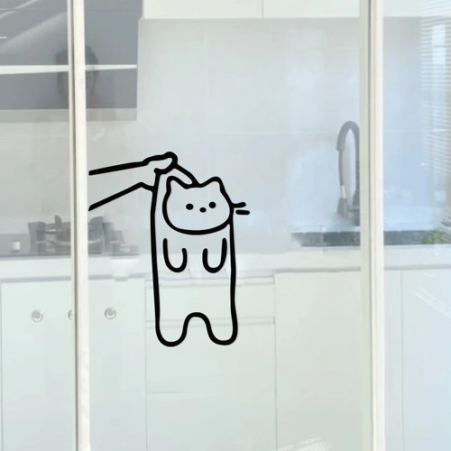 小猫咪有趣贴纸 ins墙贴创意宠物店门贴厨房冰箱玻璃贴房间装饰贴 - 图2