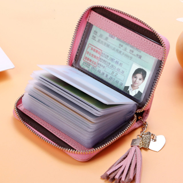 Card bag women's leather new multi -card position anti -magnetic ultra -thin large capacity Exquisite high -end small compact card bag female