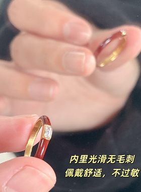 洗手不用摘，不掉色洋气红色戒指