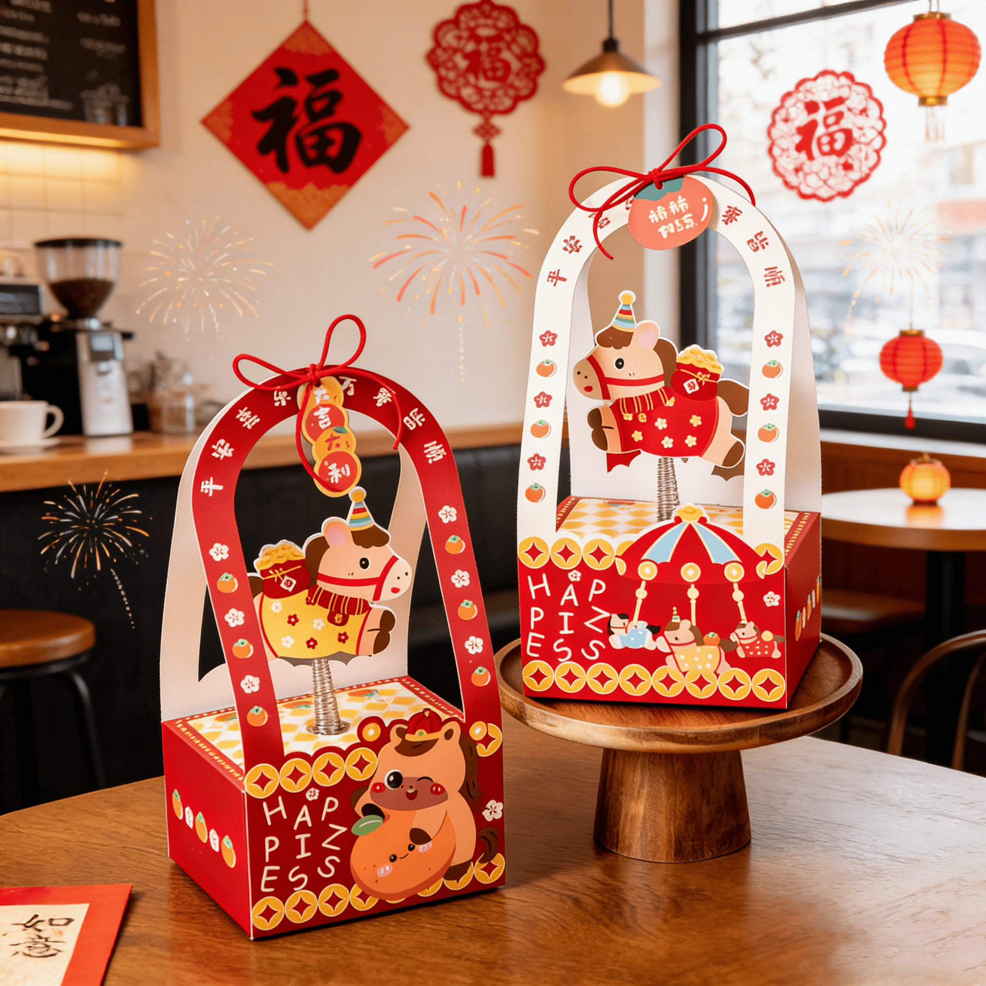 卡通新年礼盒马年手提巧克力烘焙零食糖果雪花酥饼干年货伴手礼盒,淘宝优惠券,粉丝福利购,淘宝优惠卷