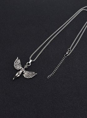 复古天使翅膀不锈钢潮流项链