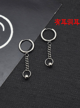 钛钢珠珠弹簧耳夹无耳洞情侣款