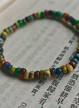 中性风捷克琉璃弹力绳串珠手链