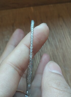 超细刻面天然拉长石纯银扣手链