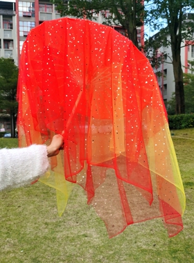 镭射反光幻彩水母伞古风舞蹈伞带纱道具跳舞伞油纸伞中国风舞龙伞