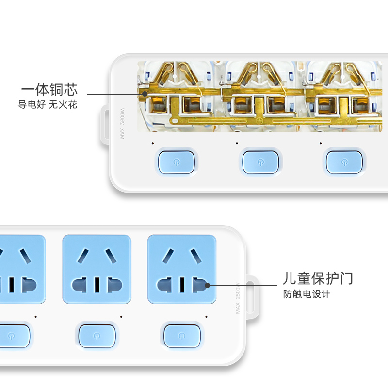 公牛插座组装排插排无线独立开关不带线插板分控多用功能接拖线板 - 图0