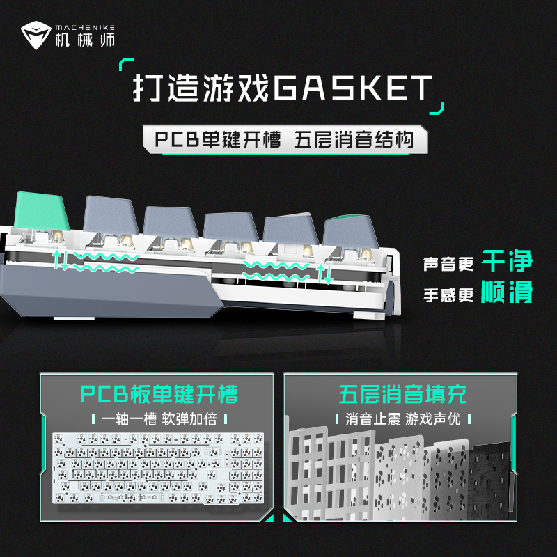 机械师K500Pro机械键盘Gasket三模热插拔PBT电脑办公游戏键鼠套装 - 图0