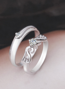 沁缘守护天使925银礼物情侣戒指