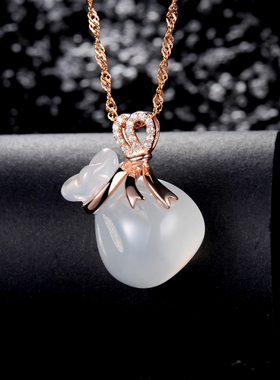 沁缘925银镶嵌钱袋饰品吊坠项链