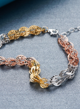 沁缘女士足银生日礼物彩金手链