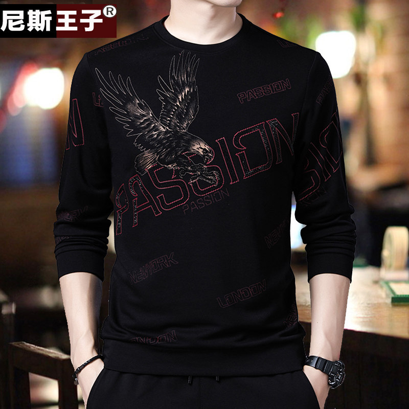 秋冬季男装中年保暖加绒长袖t卫衣 尼斯王子T恤