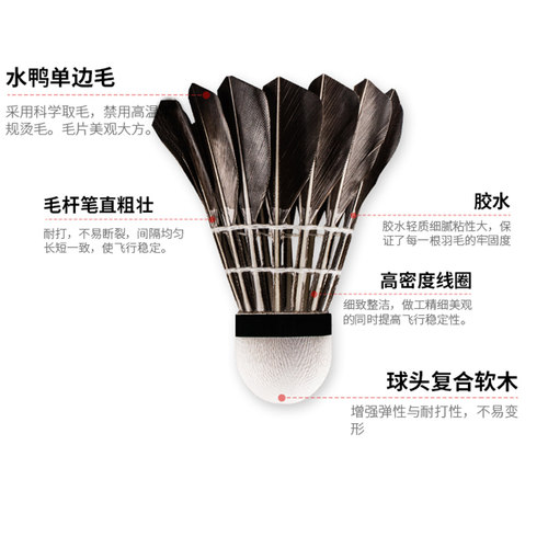 senston羽毛球 12只装耐打6只装羽毛球球白色鸭毛毛比赛训练球 - 图2