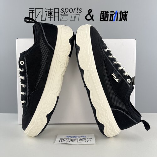 FILA斐乐岩石鞋 黑白男舒适百搭轻便防滑休闲帆布鞋F12M421301FBK - 图0