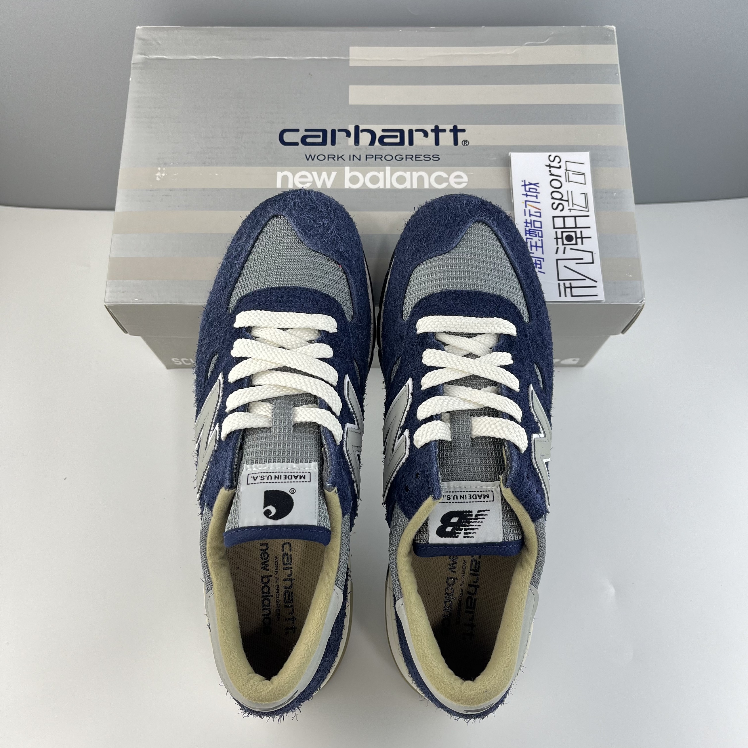 NewBalance NB美产990V1藏青Carhartt WIP联名复古休闲鞋M990CH1 - 图2