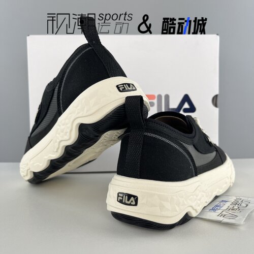 FILA斐乐岩石鞋 黑白男舒适百搭轻便防滑休闲帆布鞋F12M421301FBK - 图3
