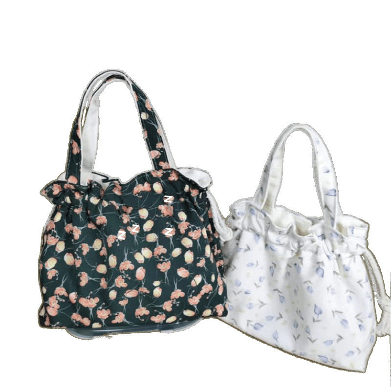 2025小清新帆布抽绳碎花手提包拎包棉布手提饭盒包女士,淘宝优惠券,粉丝福利购,淘宝优惠卷