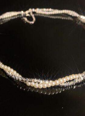 珍珠碎银子缠绕锁骨链项链女