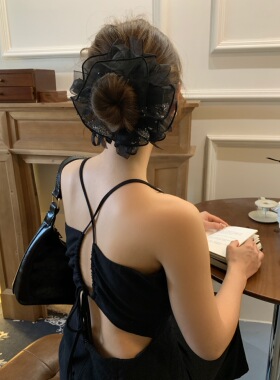 韩国水晶钻新款女2026新款高级感气质发饰欧根网纱发圈发绳大肠圈