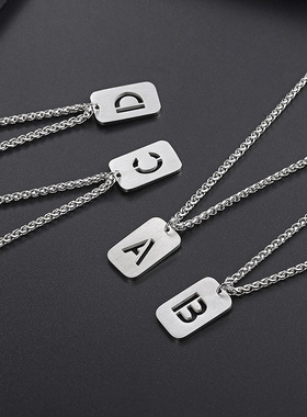 诗予饰26个字母嘻哈镂空毛衣项链